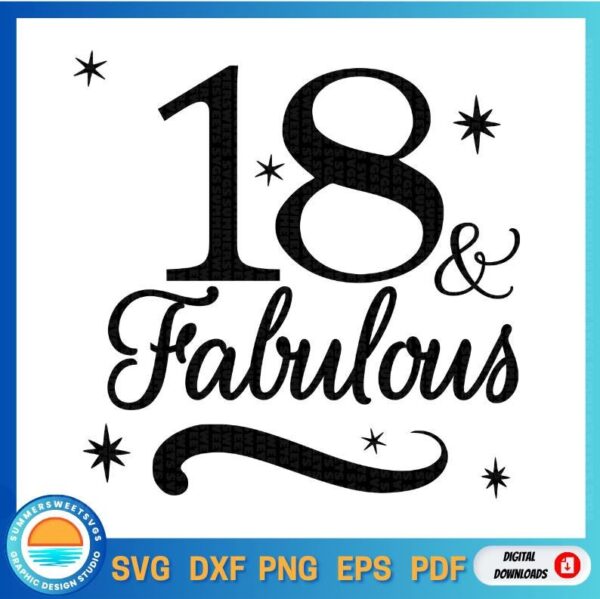 13981 18th birthday SVG 18 years old Girls birthday svg happy 18th birthday tshirt file Svg file dxf png cutter file