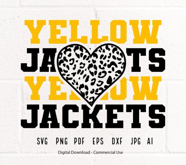 32639 Yellow Jackets SVG PNG Yellow Jackets Mascot svg Yellow Jackets Leopard Heart Yellow Jackets Cheer svg Yellow Jackets Shirt svg