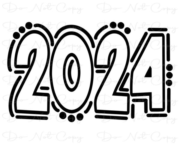 3865 2024 Doodle Number Sublimation PNG and SVG Digital Artwork