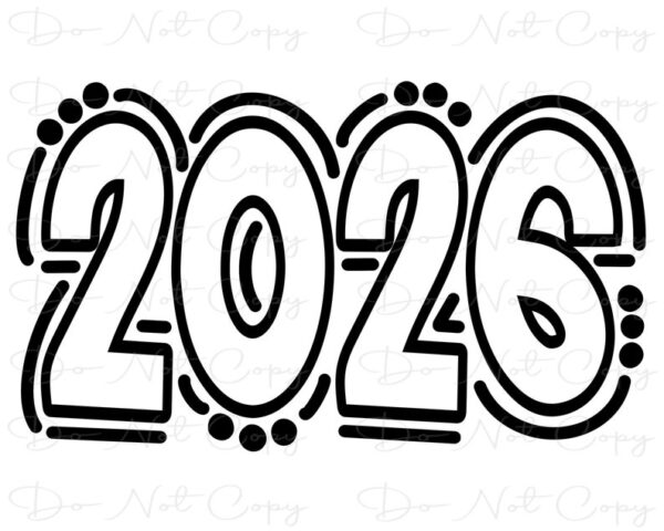 3911 2026 Doodle Number Sublimation PNG and SVG Digital Artwork