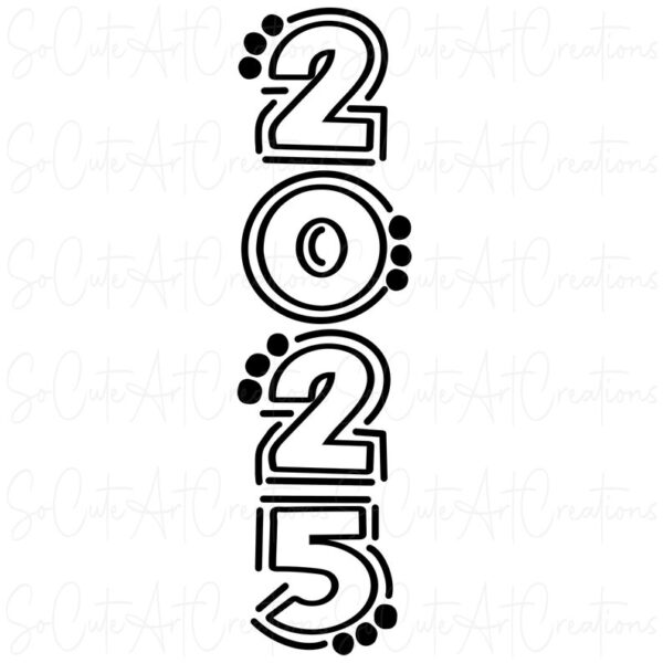 3913 2025 Transparent Vertical Doodle Number Sublimation PNG and SVG Digital Artwork