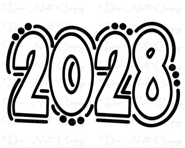 4068 2028 Doodle Number Sublimation PNG and SVG Digital Artwork