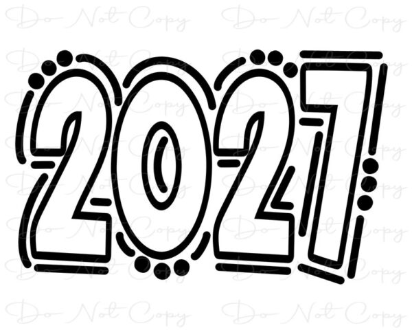 4723 2027 Doodle Number Sublimation PNG and SVG Digital Artwork