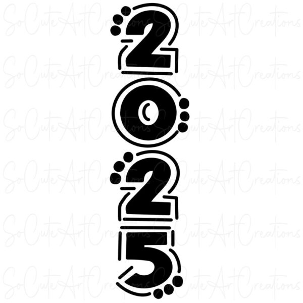 4894 2025 Solid Vertical Doodle Number Sublimation PNG and SVG Digital Artwork